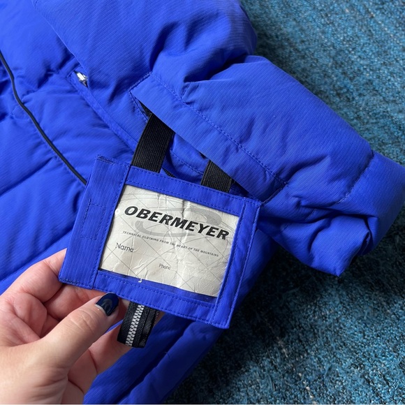 Obermeyer Goose Down Waterproof Snow Jacket in Blue Black - Picture 4 of 10